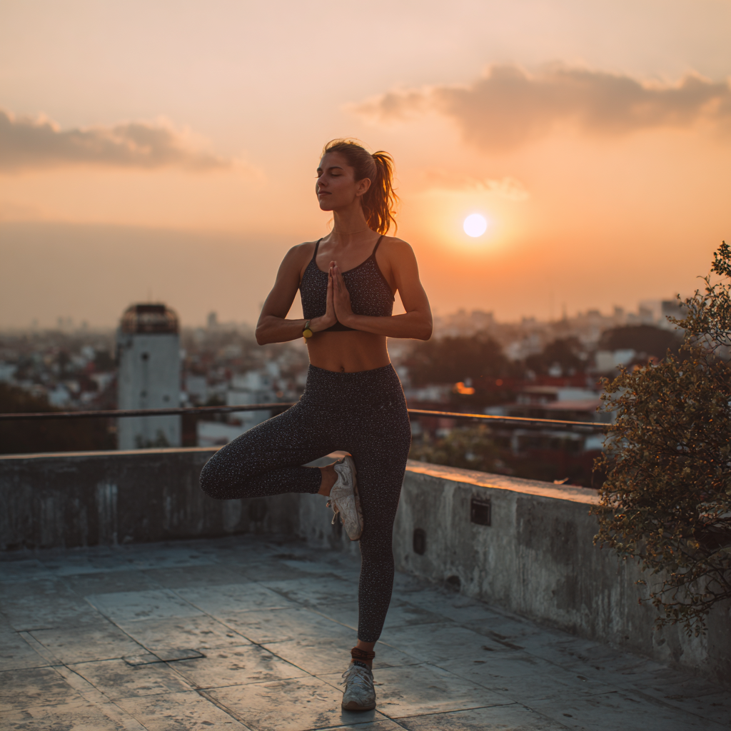 Instructora de yoga guiando a estudiante en postura